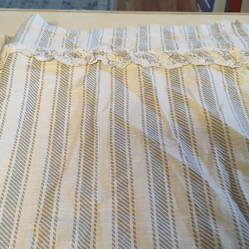 Striped Cream and Gray Shower Curtain